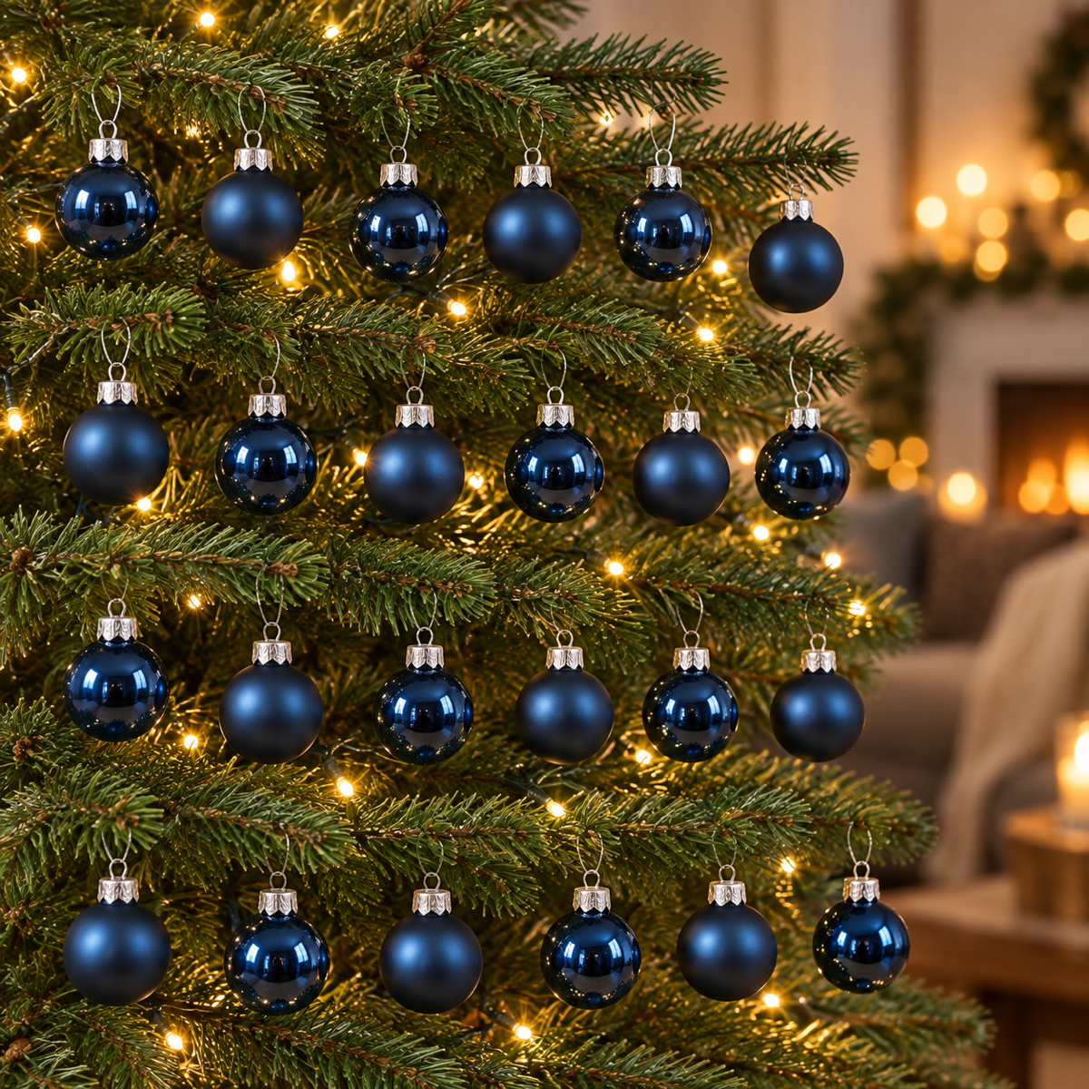 Decoris Kerstbal Glas Blauw 24 stuks 2.5 cm