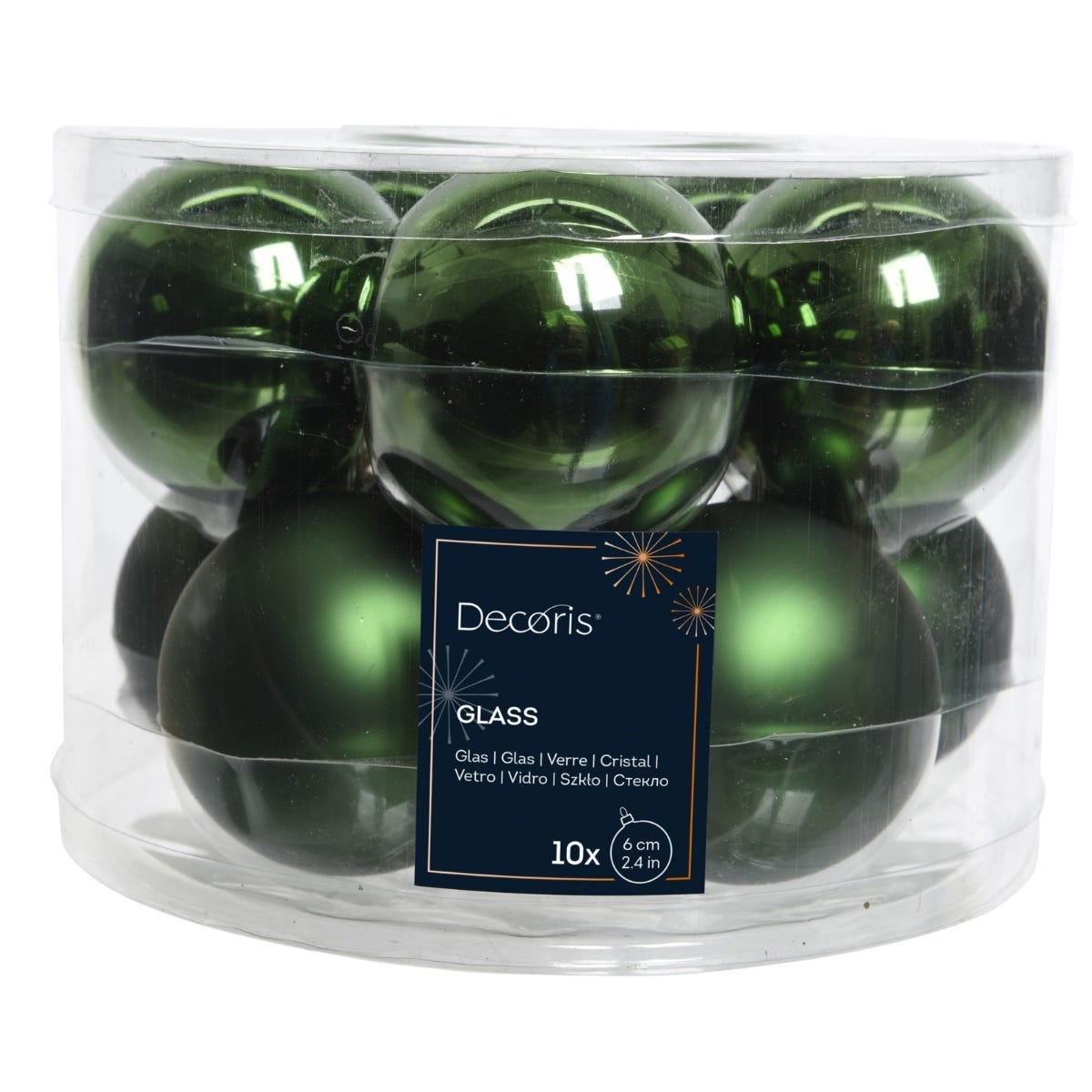 Decoris Kerstballen Glas Groen Ø 6 cm 10 Stuks