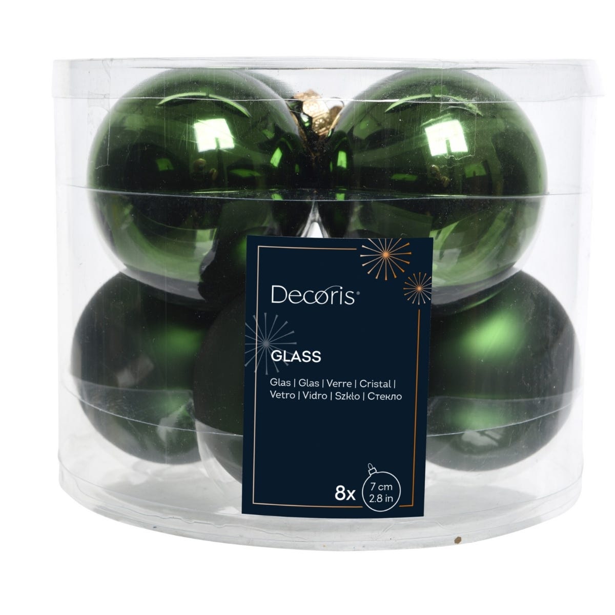 Decoris Kerstballen Glas Groen Ø 7 cm 8 Stuks