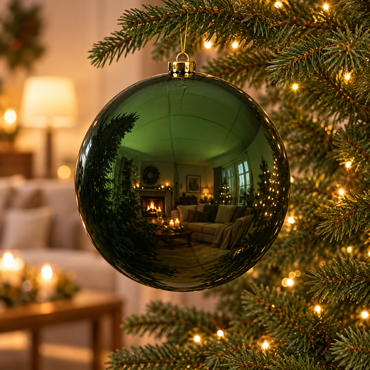 Decoris Kerstbal Kunststof Glanzend Groen 20 cm
