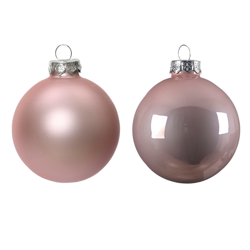Decoris Kerstballen glas poederroze 24 stuks Ø2.5 cm