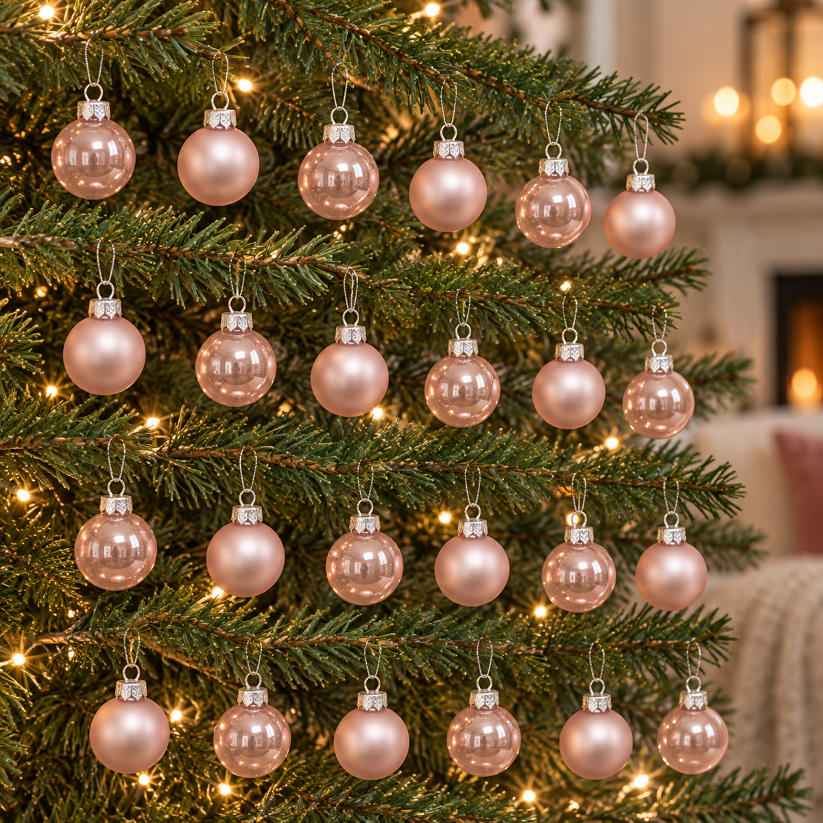 Decoris Kerstbal Glas Roze 24 stuks 2.5 cm