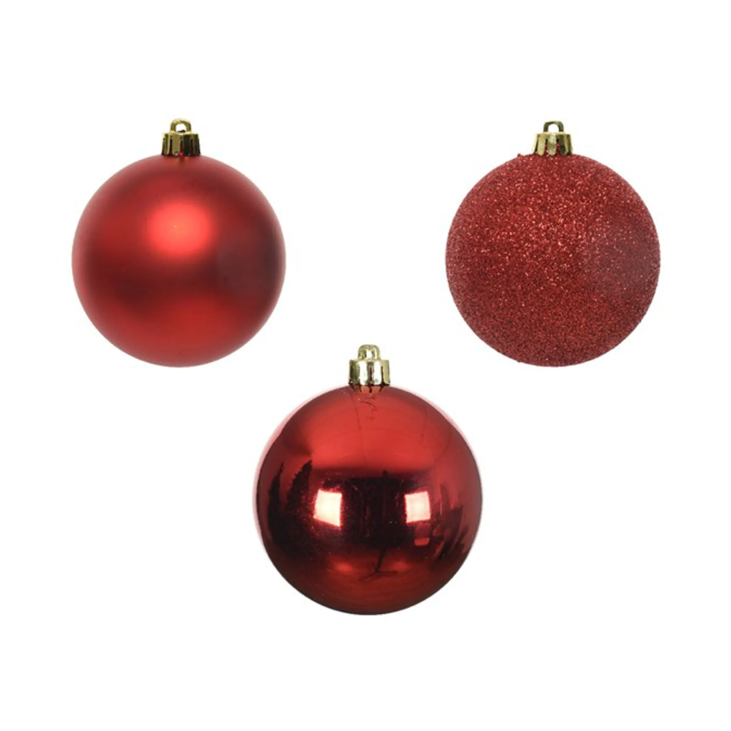 Kerstballen onbreekbaar tube 10 stuks Christmas red
