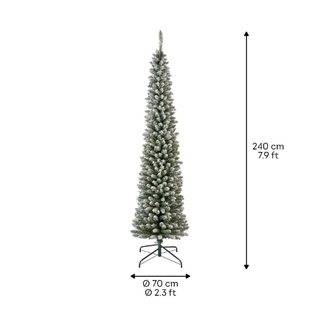 Everlands Kunstkerstboom Pencil Pine Sneeuw 240 x 70 cm