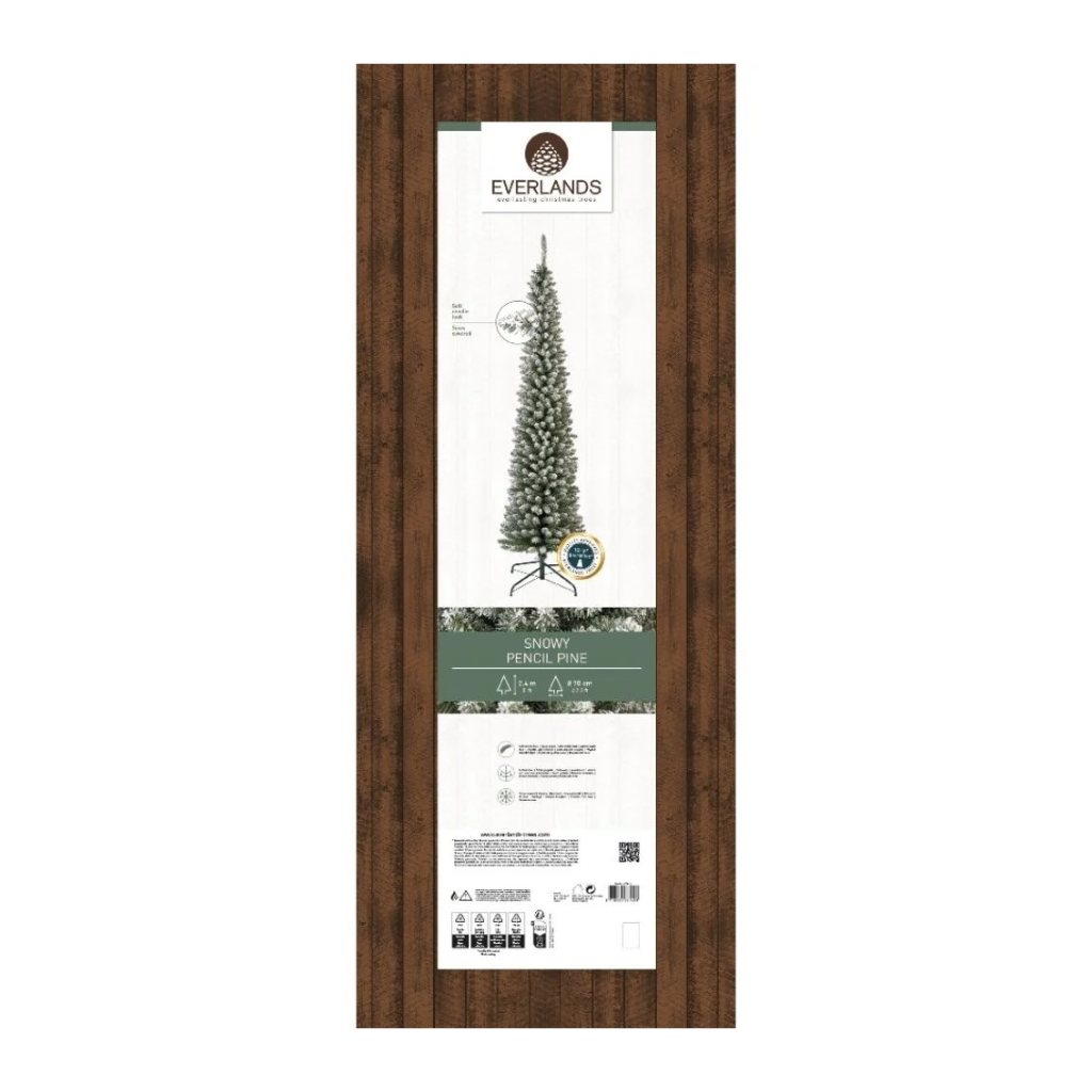 Everlands Kunstkerstboom Pencil Pine Sneeuw 240 x 70 cm
