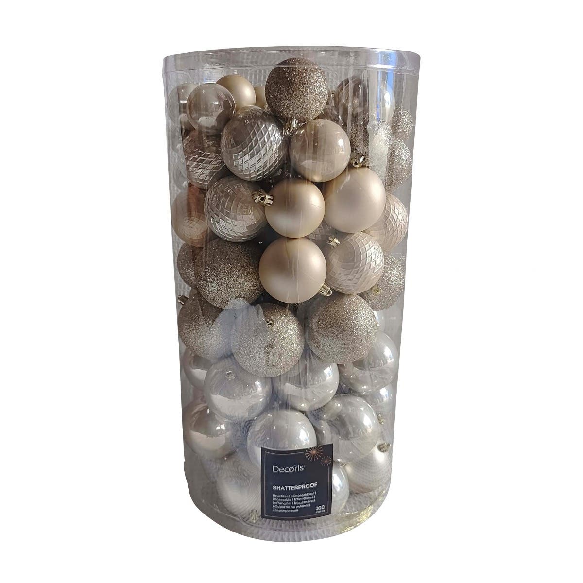 Kerstballen onbreekbaar tube 100 stuks pearl