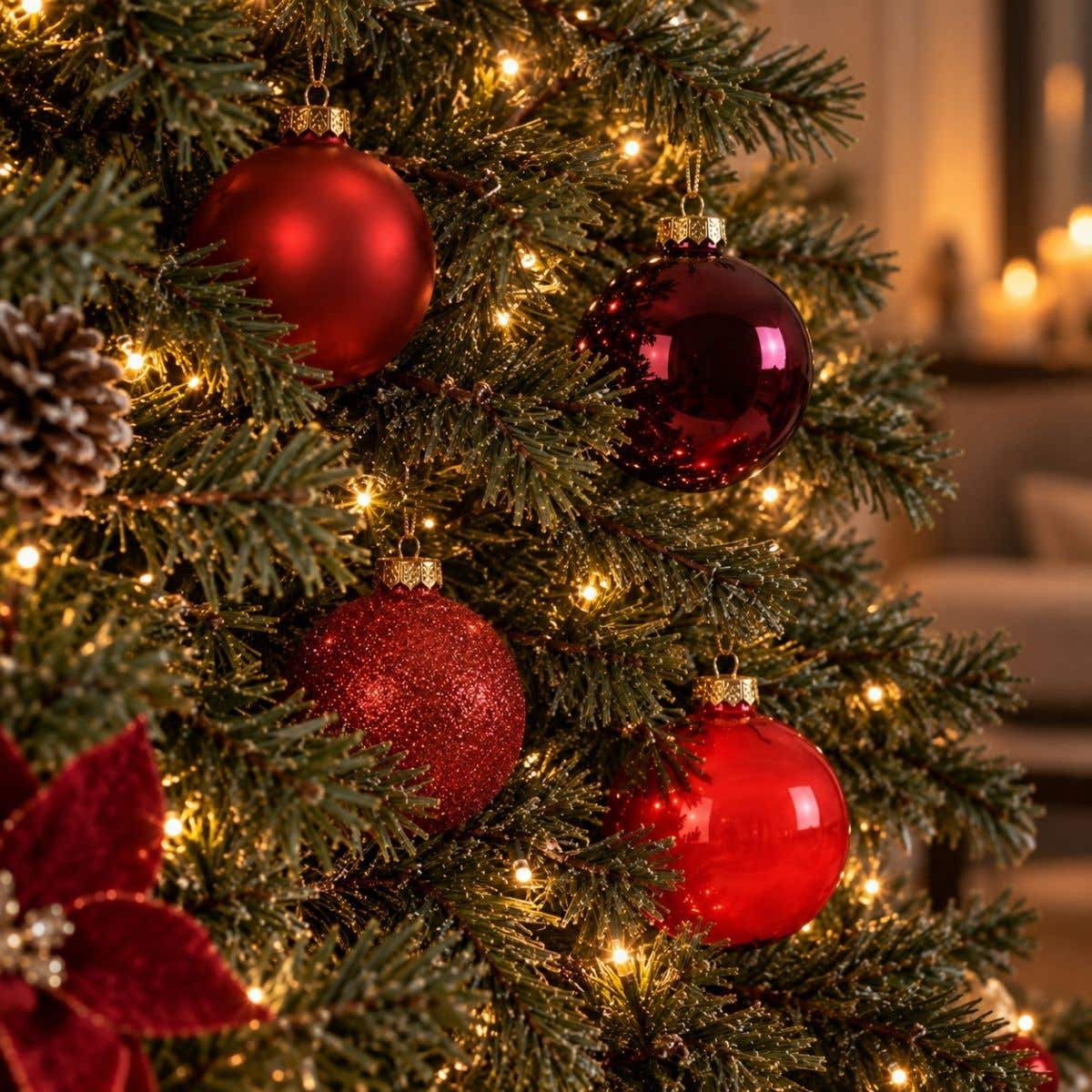 Decoris Kerstbal Glas Mix Rood 42 stuks