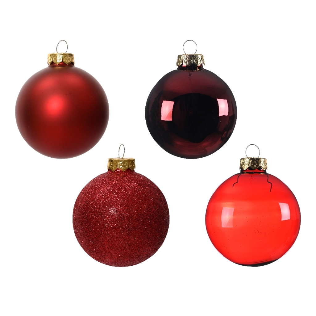 Decoris Kerstballen Glas mix Rood 42 stuks