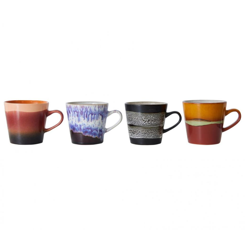 HKliving 70s Ceramics Americano mugs Friction 4 stuks