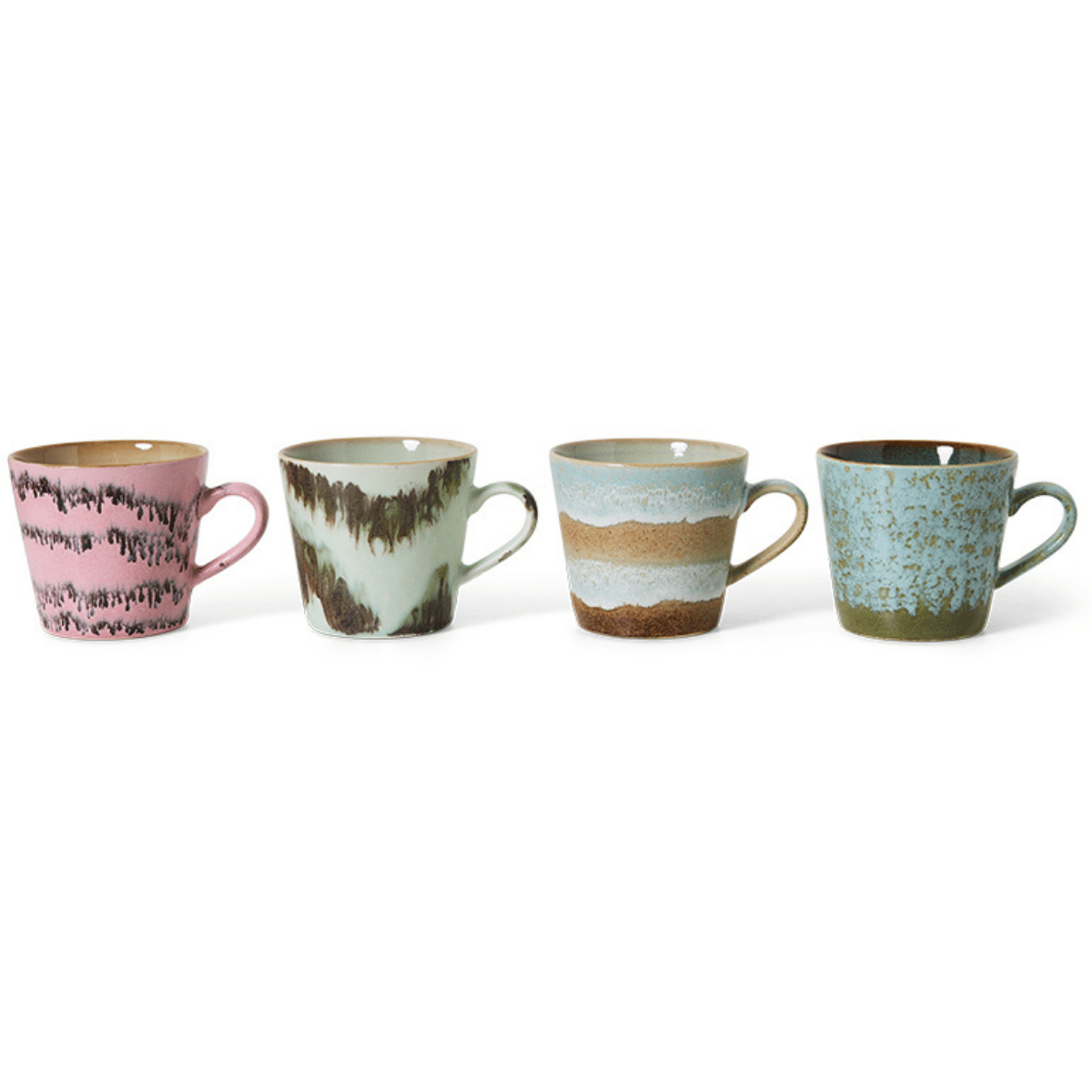 HKliving Cappuccinomok 70's Ceramics Dada 4 stuks 0.33 L