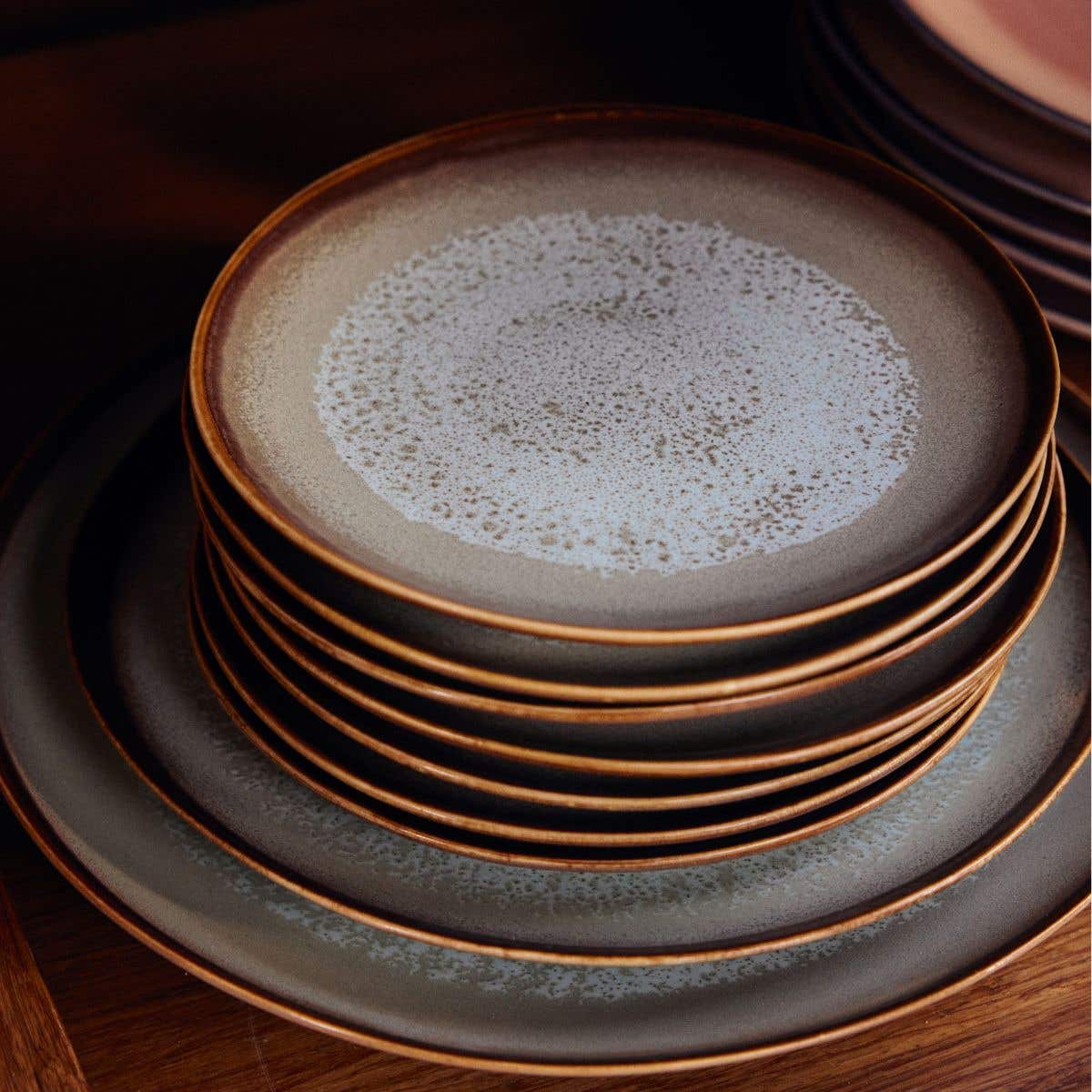 HKliving Ontbijtbord 70's Ceramics Contrast 2 stuks 22 cm
