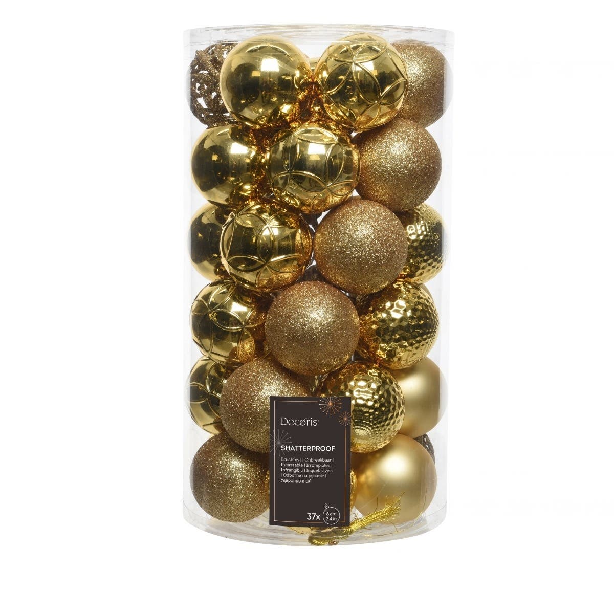 Decoris Kerstbal Kunststof Light Goud 37 stuks 6 cm