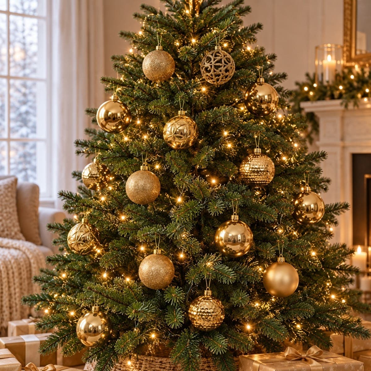 Decoris Kerstbal Kunststof Light Goud 37 stuks 6 cm