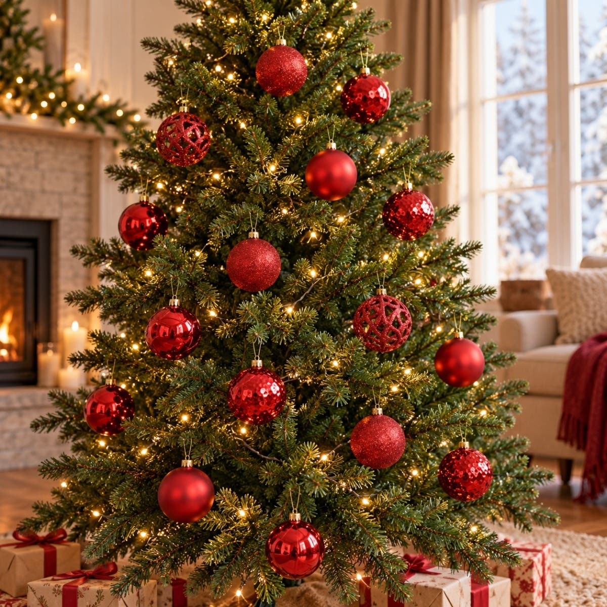 Decoris Kerstbal Kunststof Christmas Red Rood 37 stuks 6 cm