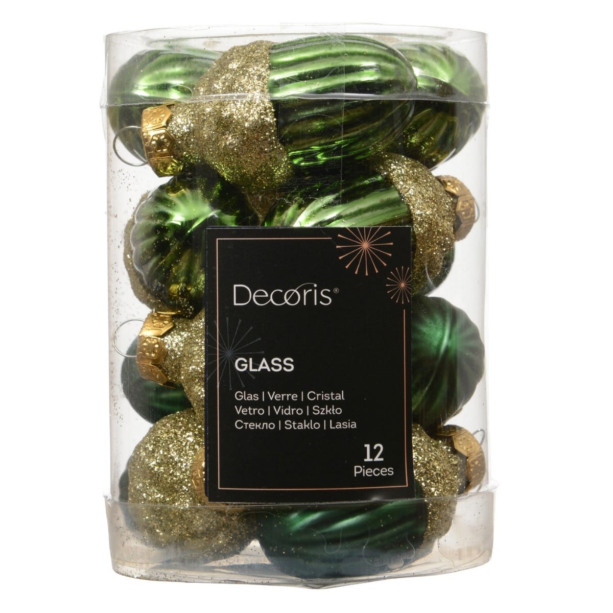 Decoris Eikels Glas Groen Ø 3 cm 12 Stuks