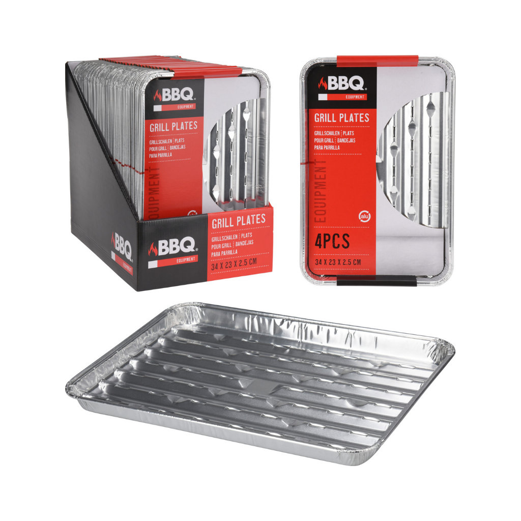 Barbecue Grillschalen met gaatjes 4 stuks 34 x 23 x 2.5 cm