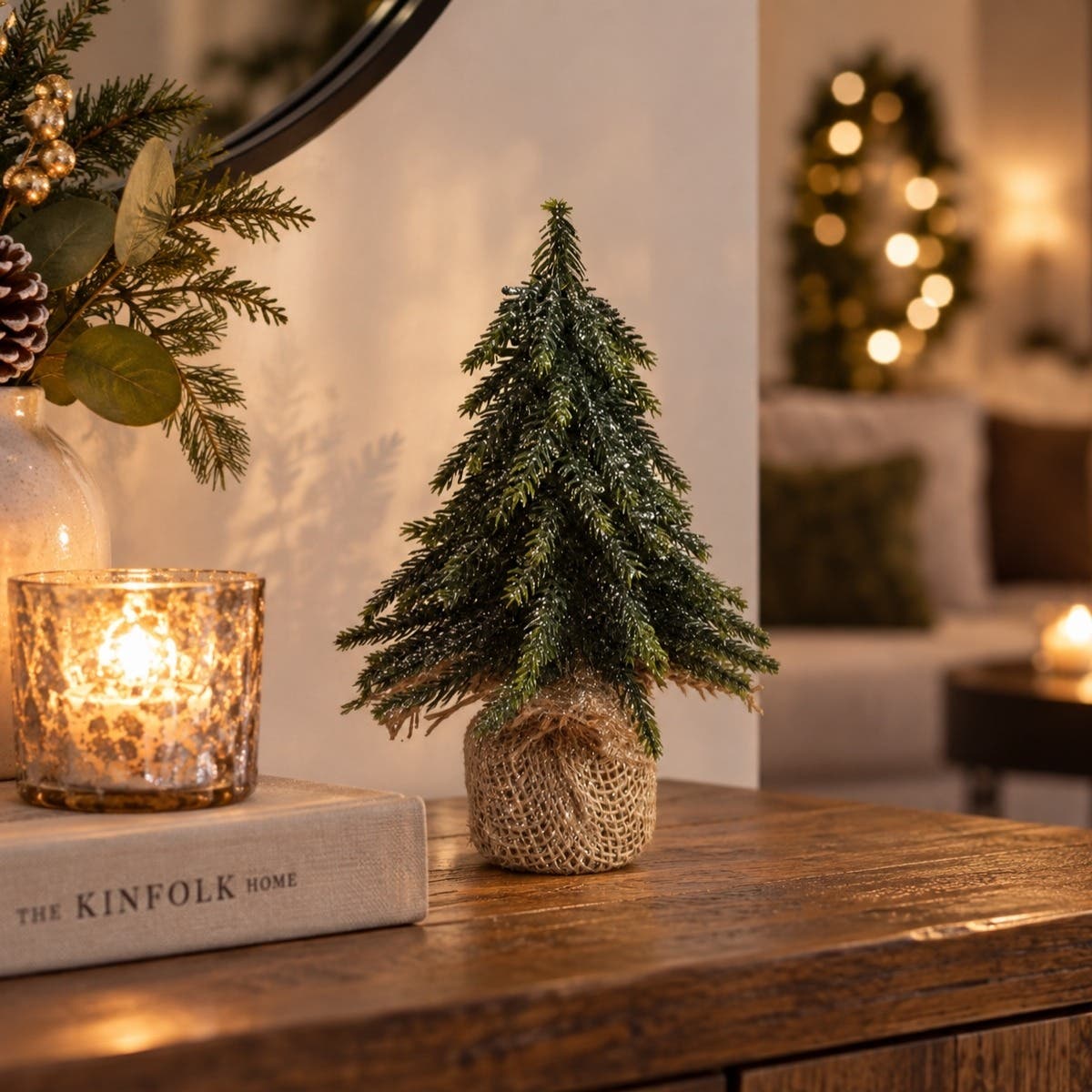 Evergreen Mini Kunstkerstboom Groen Silver Finish 20 cm