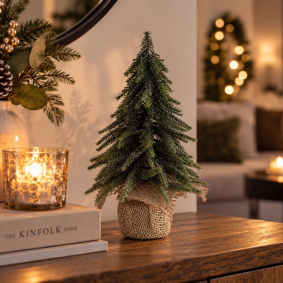 Evergreen Mini Kunstkerstboom Groen Silver Finish 27 cm