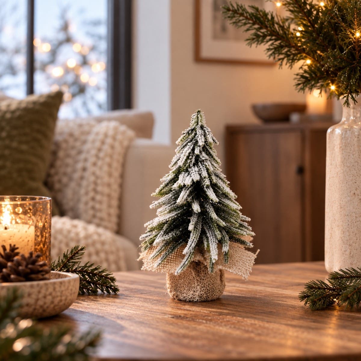 Evergreen Mini Kunstkerstboom Wit Sneeuw 27 cm