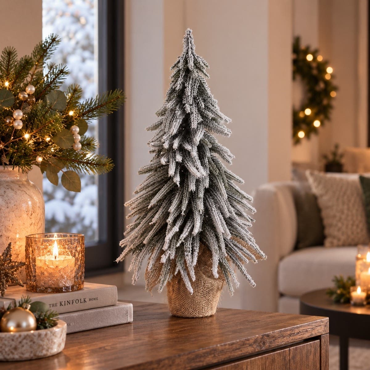 Evergreen Mini Kunstkerstboom Wit Sneeuw 45 cm