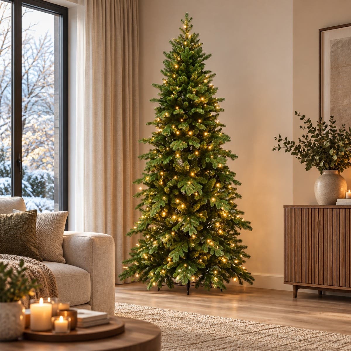 Evergreen Kunstkerstboom Janga Slim Groen met Verlichting 210 x 122 cm