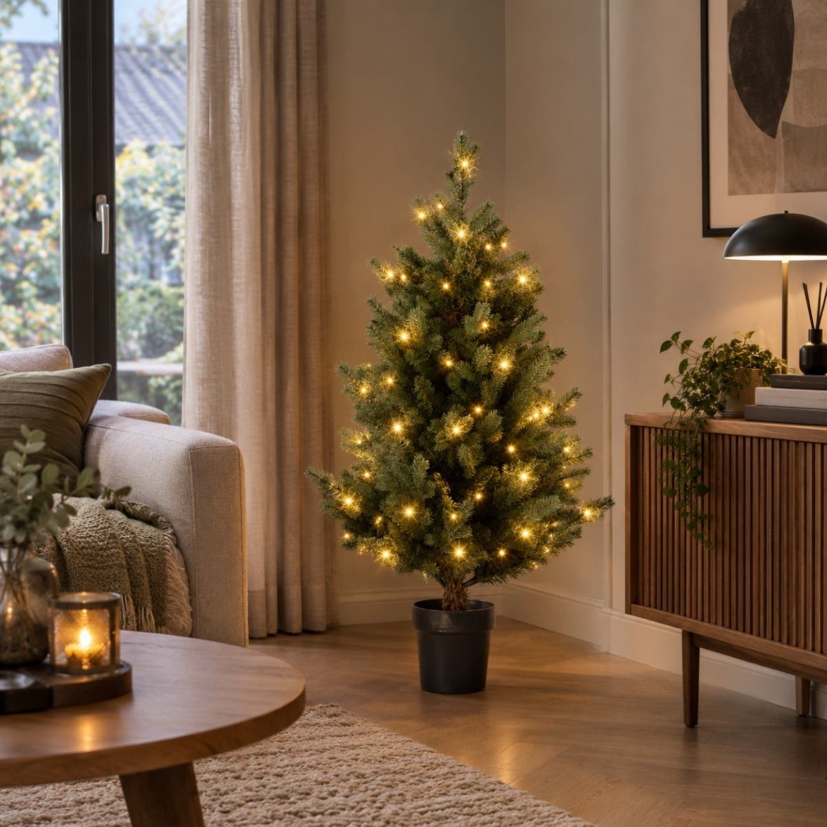 Evergreen Kunstkerstboom in Pot Janga Groen met Verlichting 100 cm