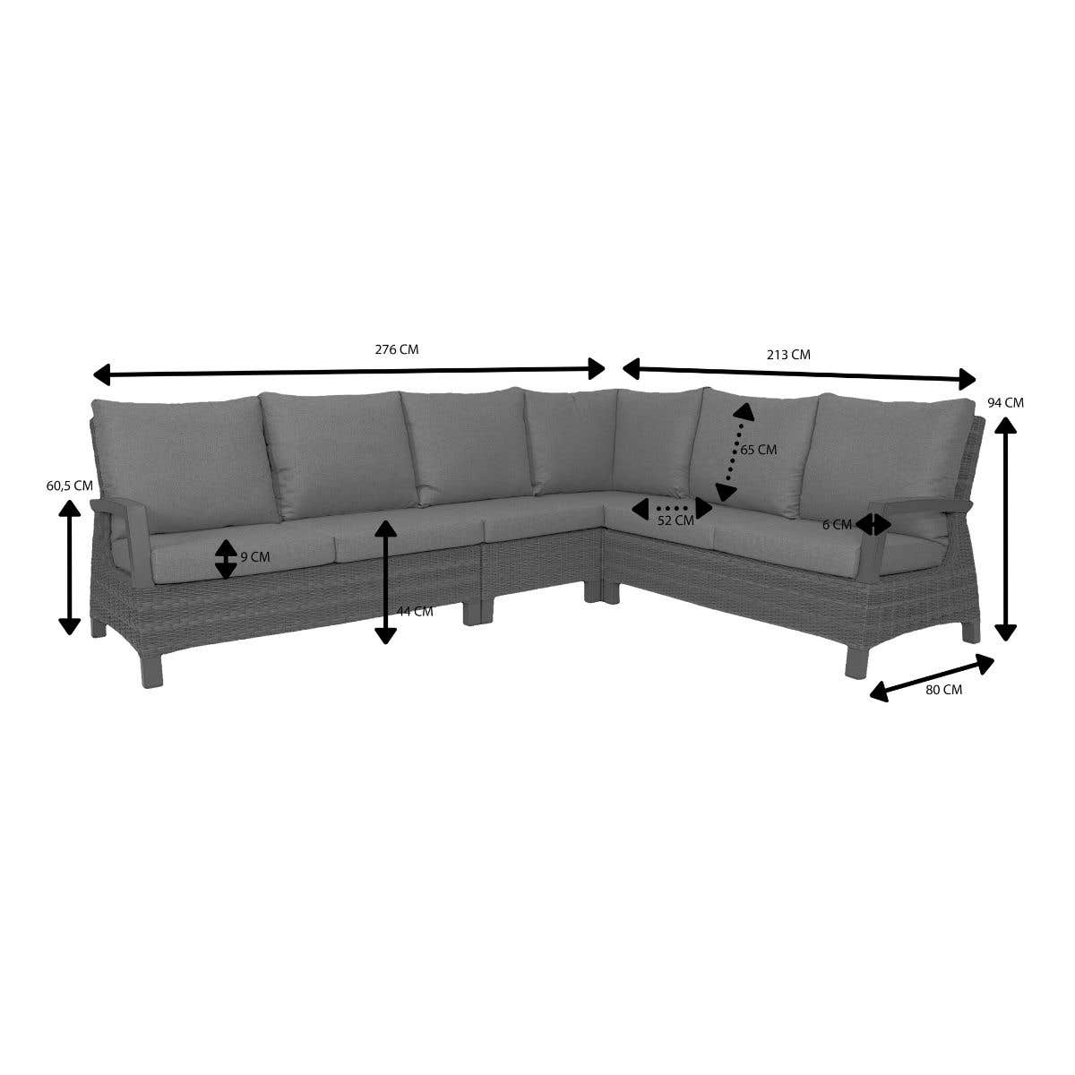 Royal Seasons Hoeklounge 6-zits Lissabon Antraciet 279 x 219 x 88 cm