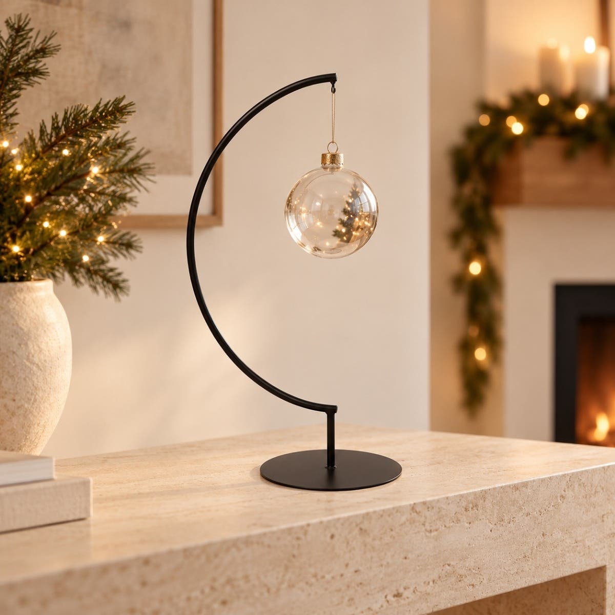 De Bosrand Kerstbalstandaard Zwart 20 x 50 cm
