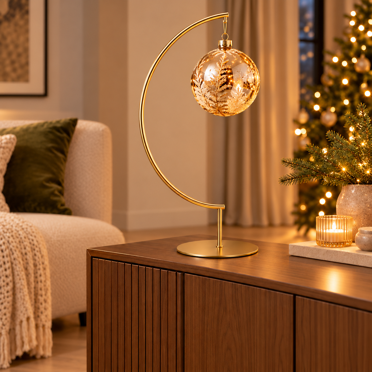 De Bosrand Kerstbalstandaard Goud 30 x 70 cm