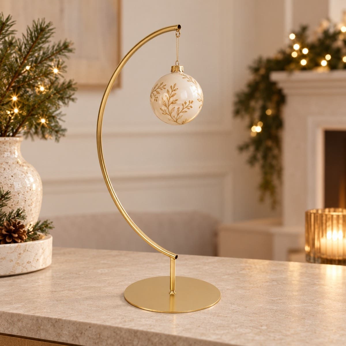 De Bosrand Kerstbalstandaard Goud 20 x 50 cm