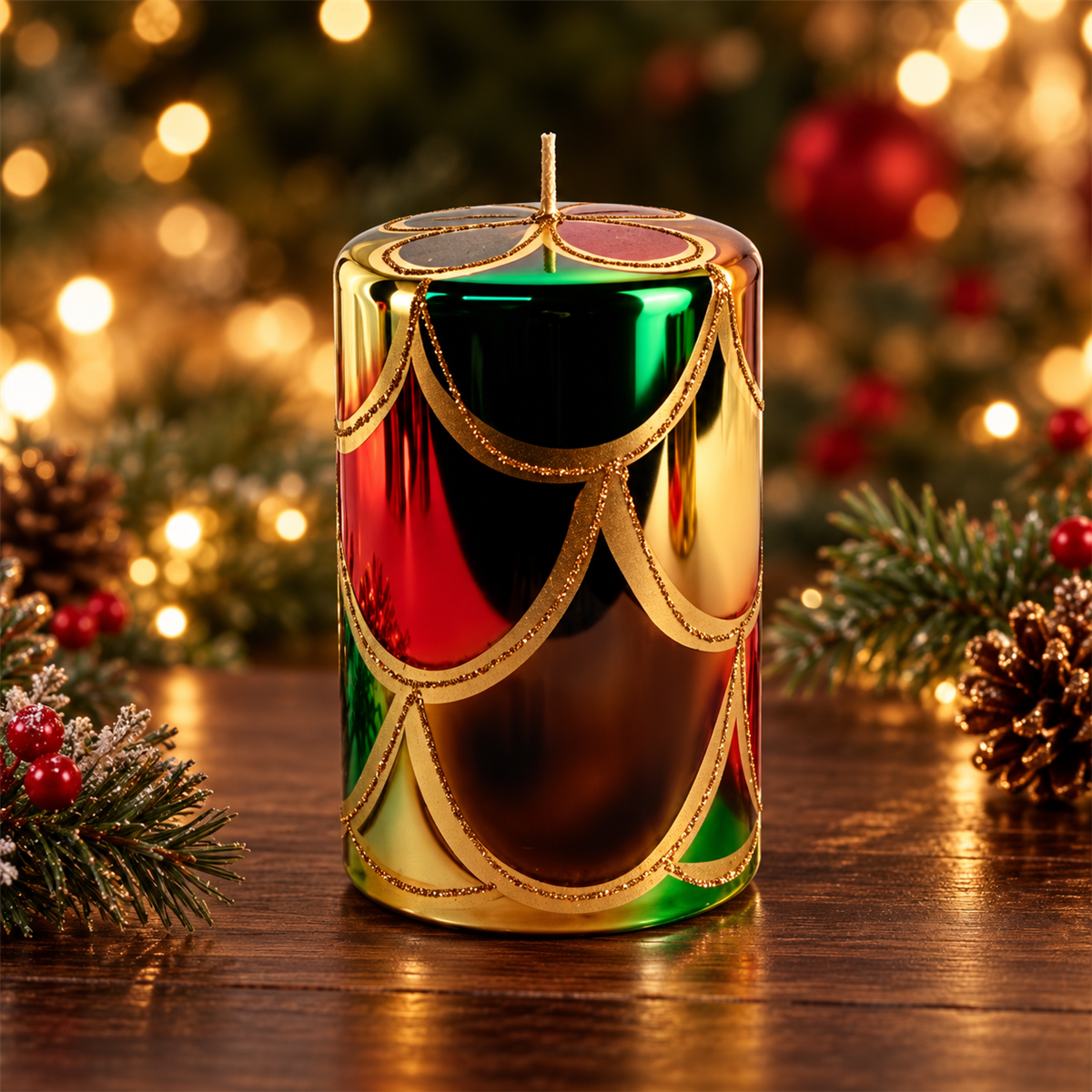 De Bosrand Kerstkaars Stomp Metallic 9 x 15 cm