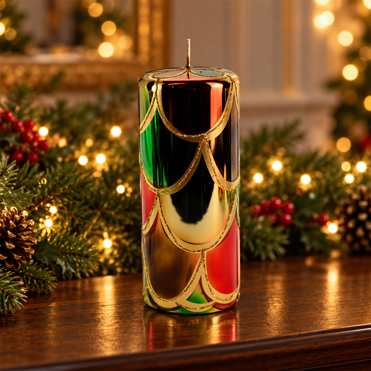 De Bosrand Kerstkaars Stomp Metallic 7 x 18 cm