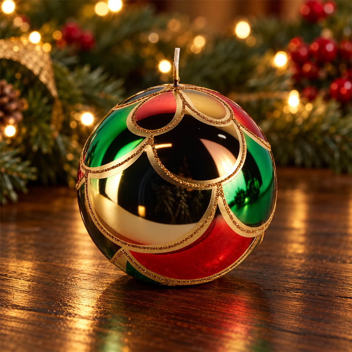 De Bosrand Kerstkaars bol Metallic 10 cm