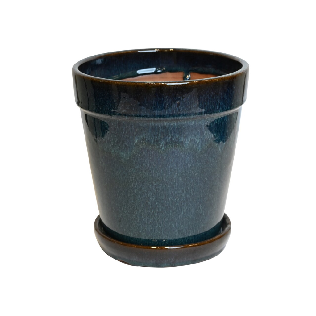 Pot met schotel blauw 11 x 11.5 cm