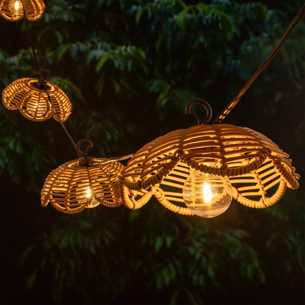 Solar partylight 8L rotan 14 x 6 cm