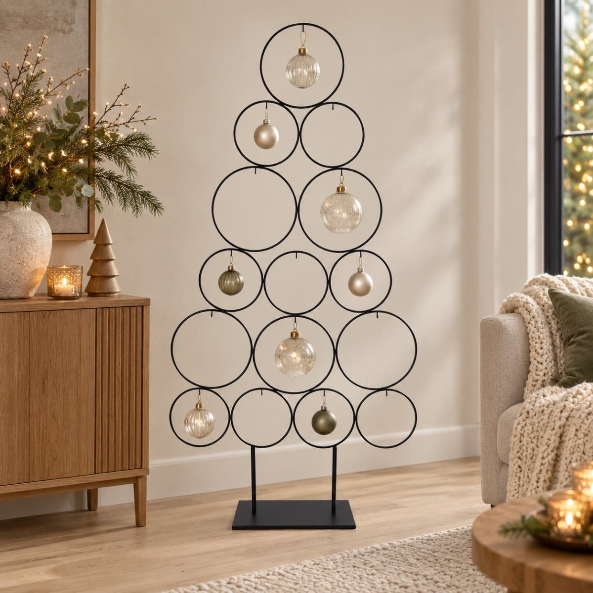 De Bosrand Kerstbalstandaard Ornamentstandaard Kerstboom Zwart 64 x 124 cm