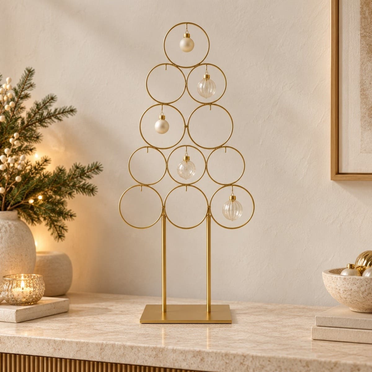 De Bosrand Kerstbalstandaard Ornamentstandaard Kerstboom Goud 39 x 84 cm