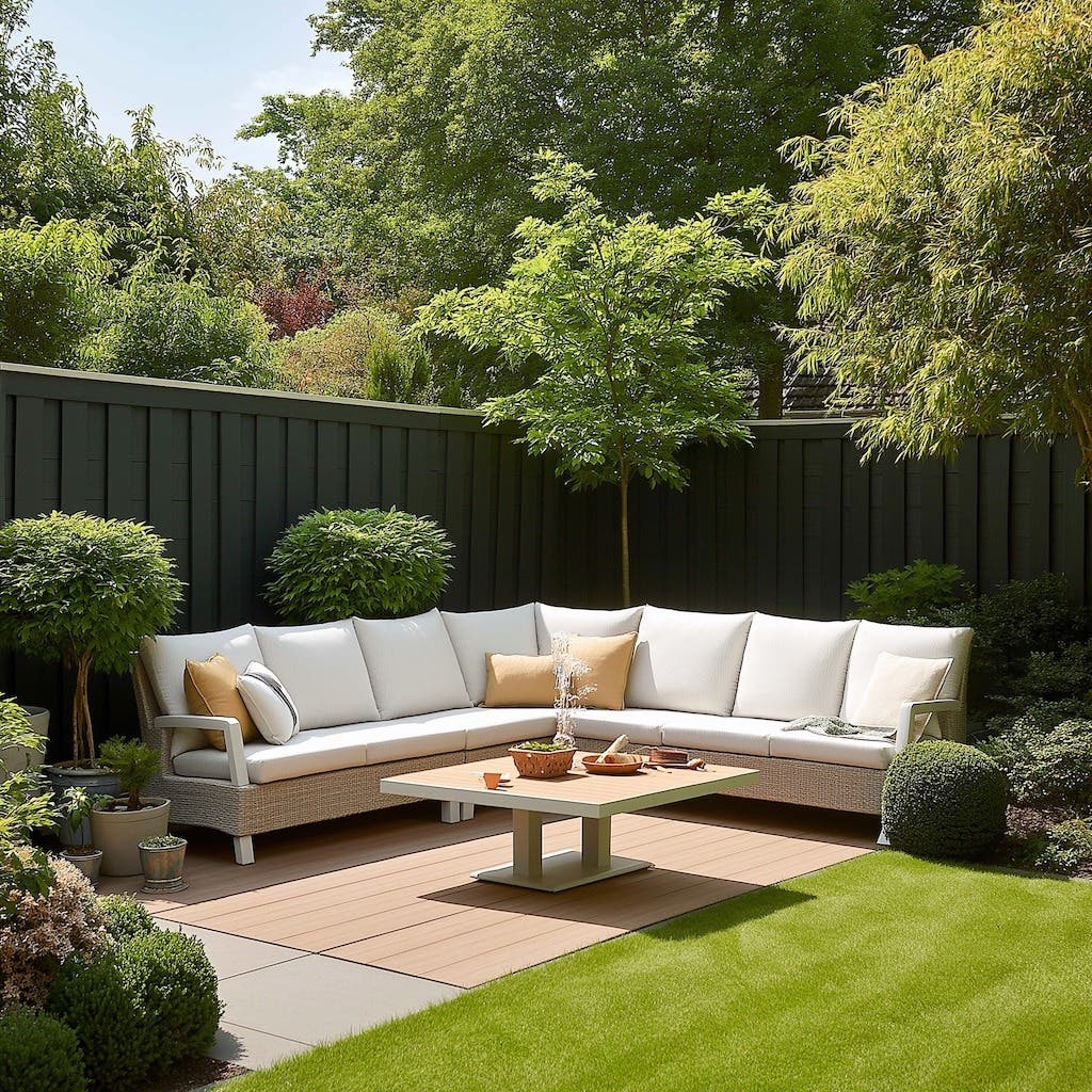 Royal Seasons Loungeset 6-zits Athene met Verstelbare Tafel Zand