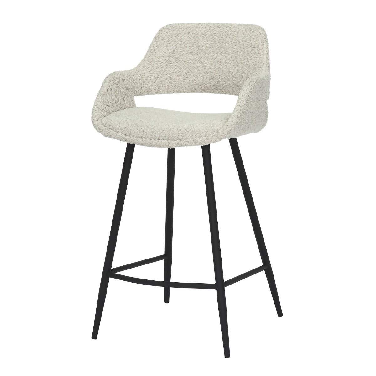 24Seven Barstoel Dario Bouclé Offwhite Wit 50 x 49 x 103 cm