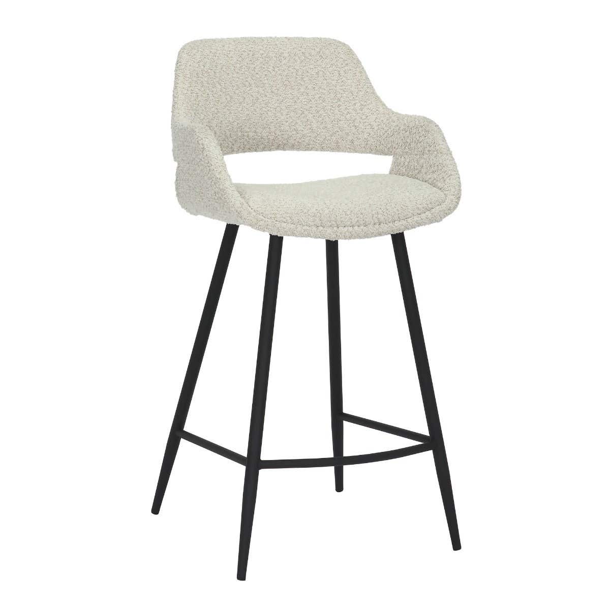 24Seven Barstoel Dario Bouclé Offwhite Wit 50 x 49 x 103 cm