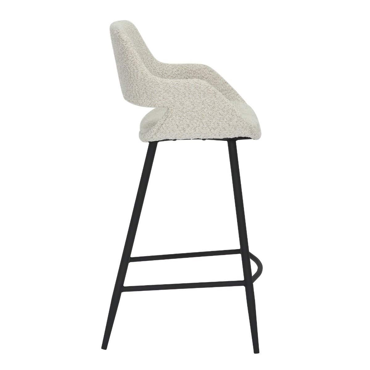 24Seven Barstoel Dario Bouclé Offwhite Wit 50 x 49 x 103 cm
