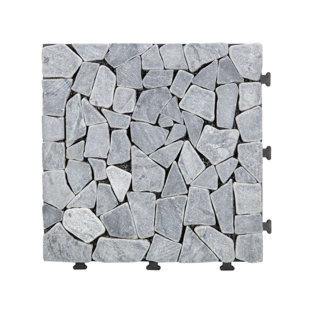 Terrastegel Qlik travertin mozaiek grey 30 x 30cm 6 stuks