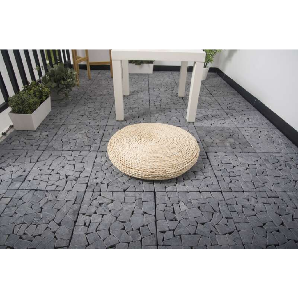 Terrastegel Qlik travertin mozaiek grey 30 x 30cm 6 stuks