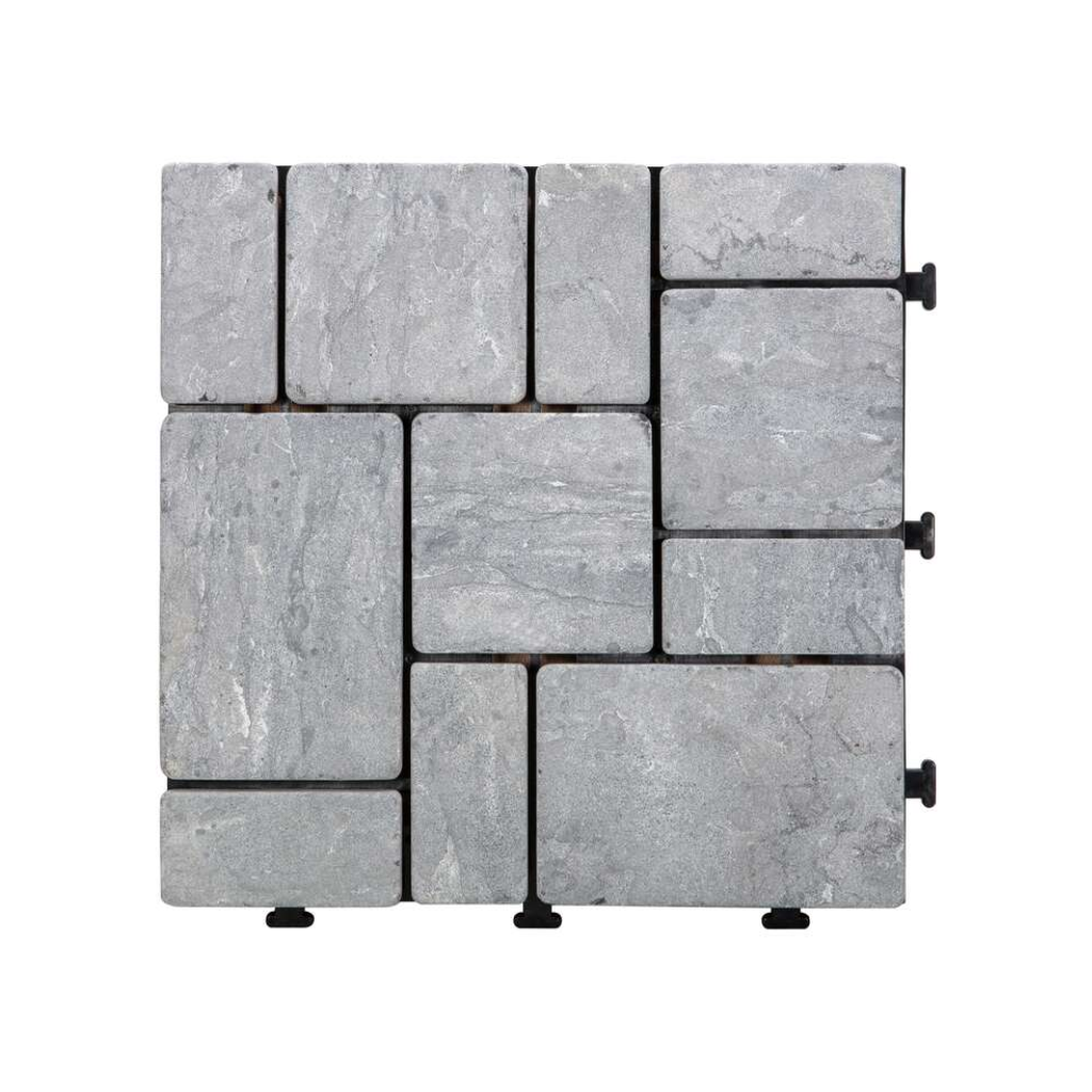 Terrastegel Qlik travertin blocks grey 30 x 30cm 6 stuks