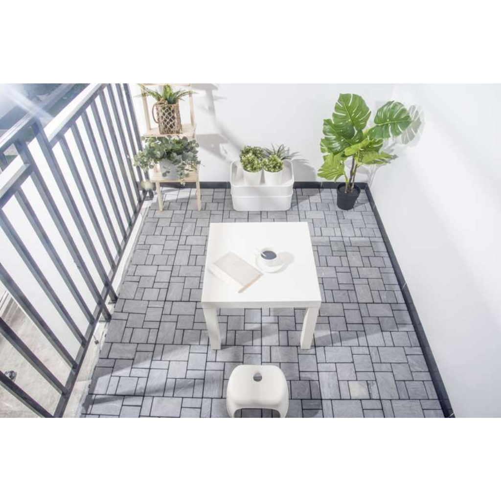 Terrastegel Qlik travertin blocks grey 30 x 30cm 6 stuks