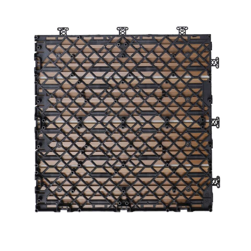 Terrastegel Qlik WPC bruin 4 latjes 30 x 30 cm 10 stuks