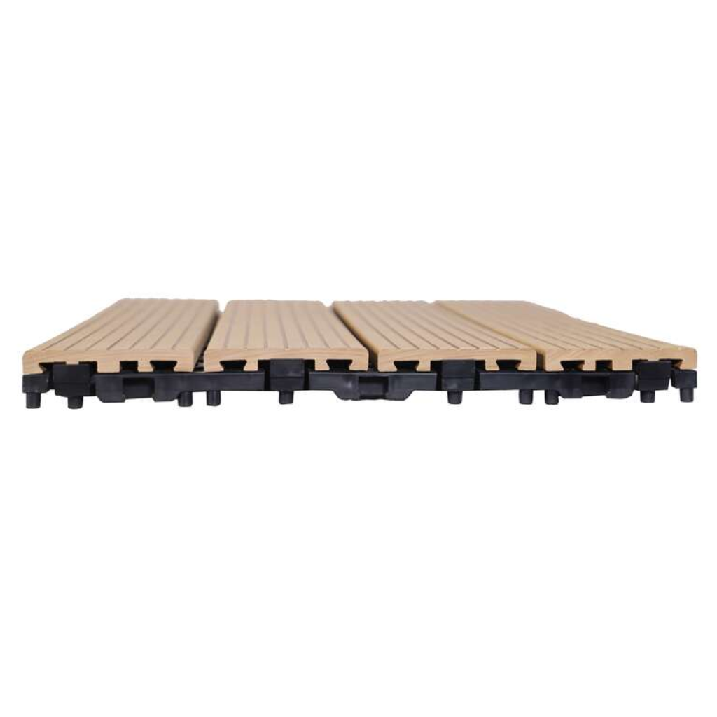 Terrastegel Qlik WPC bruin 4 latjes 30 x 30 cm 10 stuks