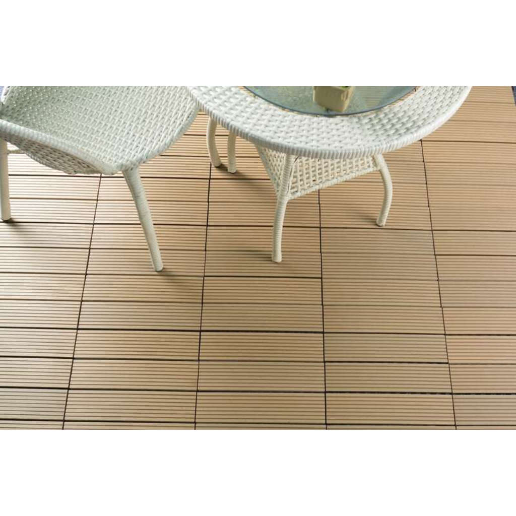Terrastegel Qlik WPC bruin 4 latjes 30 x 30 cm 10 stuks
