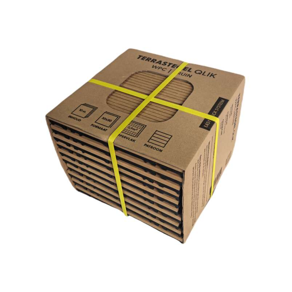 Terrastegel Qlik WPC bruin 4 latjes 30 x 30 cm 10 stuks