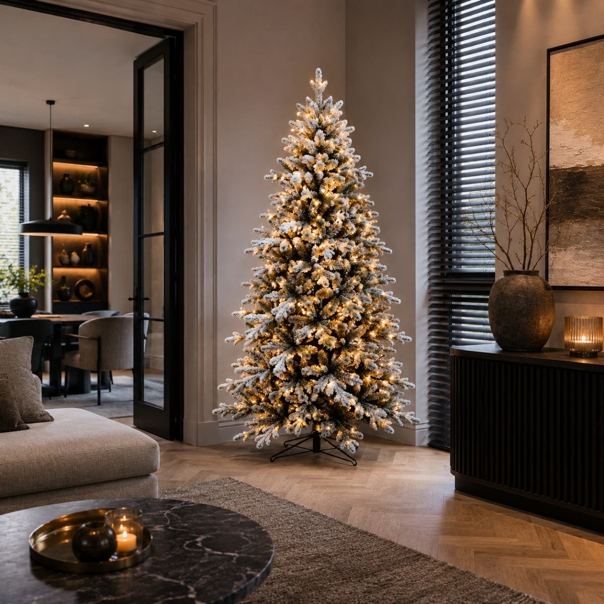 Evergreen Kunstkerstboom Janga Wit Sneeuw met Verlichting 180 x 125 cm